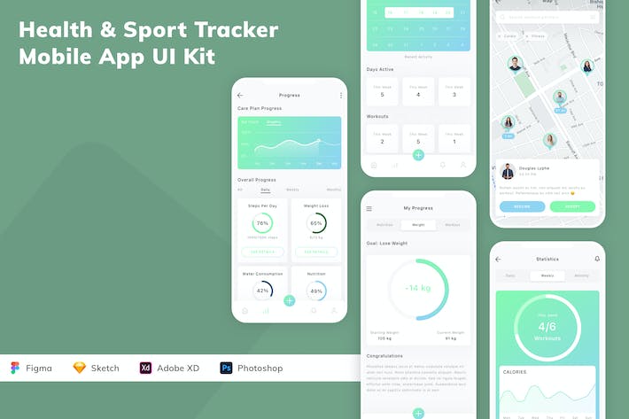 Health & Sport Tracker Mobile App UI Kit