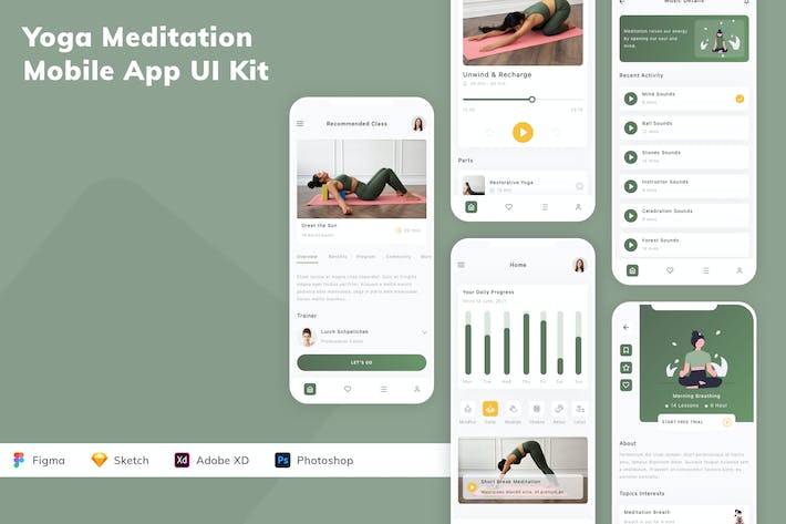 Yoga Meditation Mobile App UI Kit