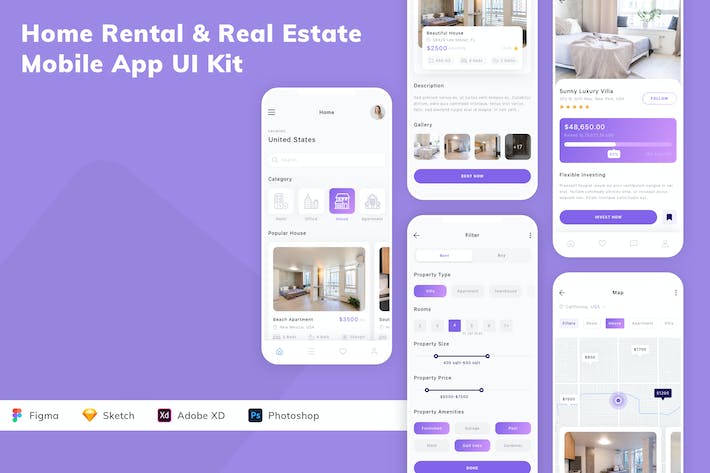 Home Rental & Real Estate Mobile App UI Kit