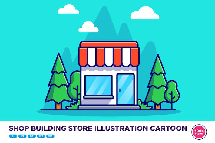 Shop Building Store Illustration Cartoon