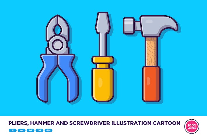 Pliers, Hammer And Screwdriver Illustration