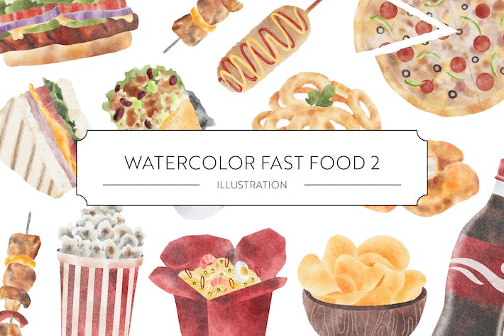 Watercolor Fast Food Illustration 2