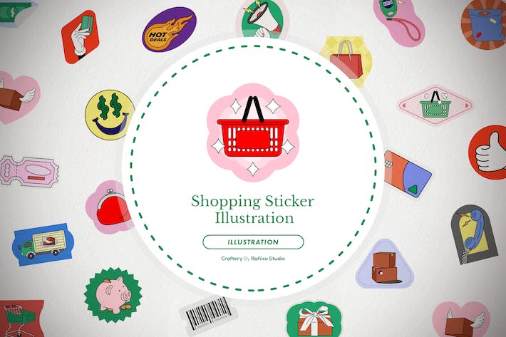 Shopping Sticker Illustration Pack