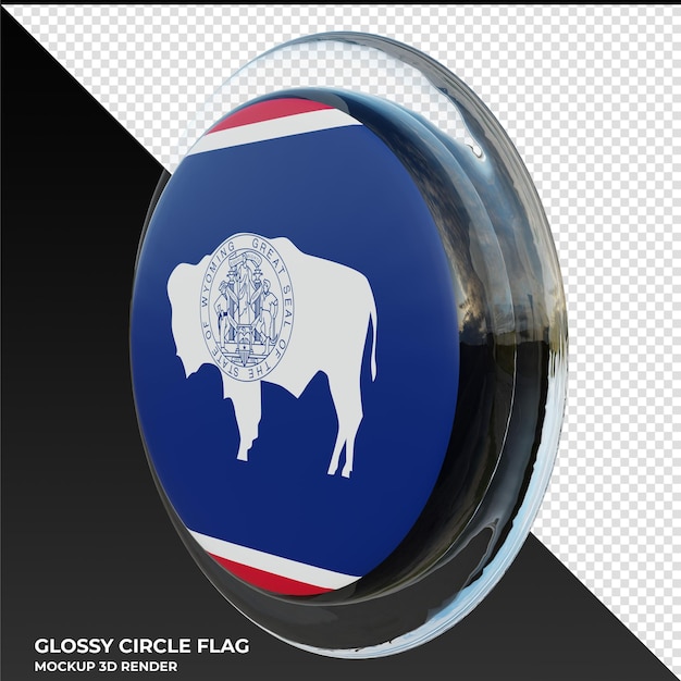 Wyoming0002 realistic 3d textured glossy circle flag