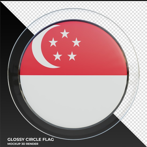 Singapore realistic 3d textured glossy circle flag