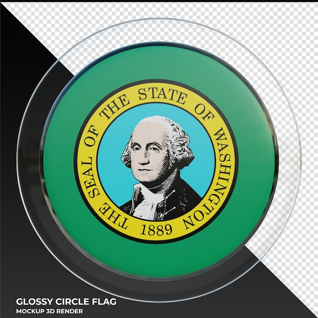 Washington realistic 3d textured glossy circle flag