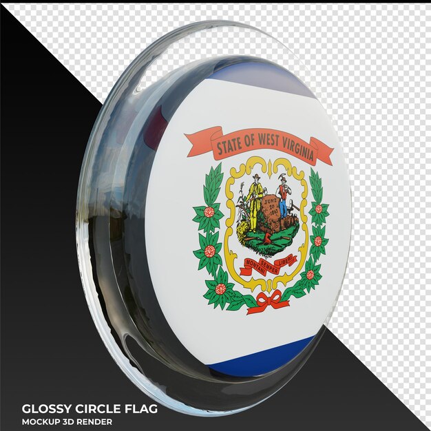 West virginia0003 realistic 3d textured glossy circle flag