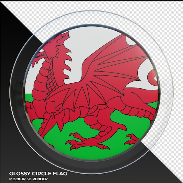 Wales realistic 3d textured glossy circle flag