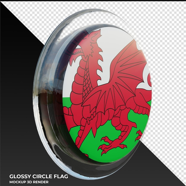 Wales0003 realistic 3d textured glossy circle flag