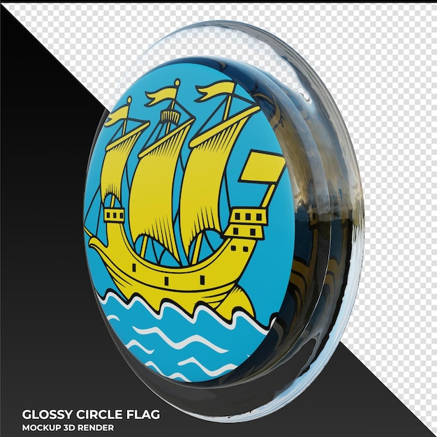Saint pierre and miquelon0002 realistic 3d textured glossy circle flag