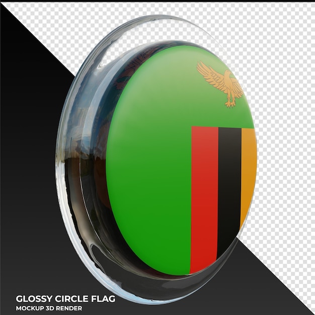 Zambia0003 realistic 3d textured glossy circle flag