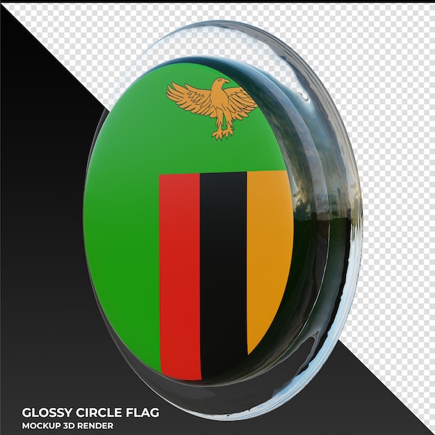 Zambia0002 realistic 3d textured glossy circle flag