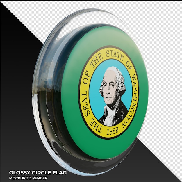 Washington0003 realistic 3d textured glossy circle flag