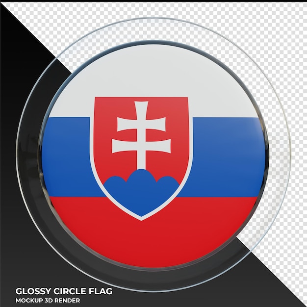 Slovakia realistic 3d textured glossy circle flag