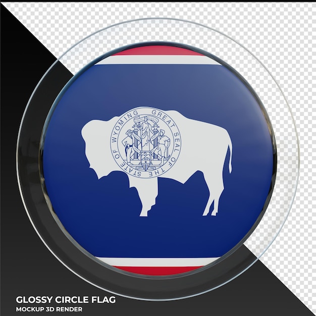 Wyoming realistic 3d textured glossy circle flag