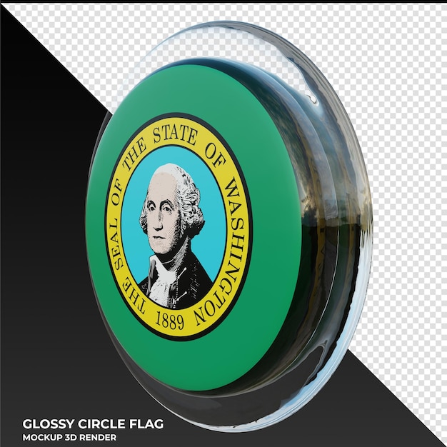 Washington0002 realistic 3d textured glossy circle flag