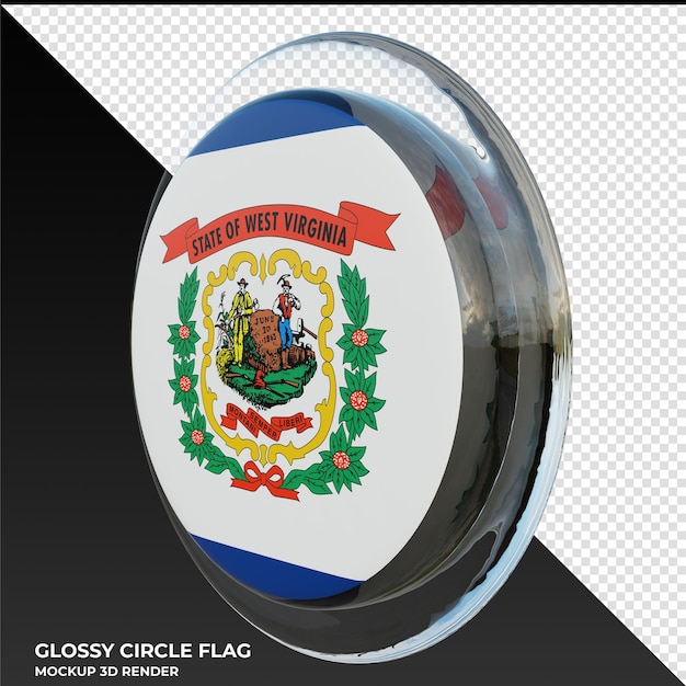 West virginia0002 realistic 3d textured glossy circle flag